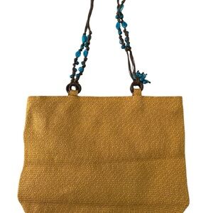 Elegant Gold Tote Bag with Beaded Straps